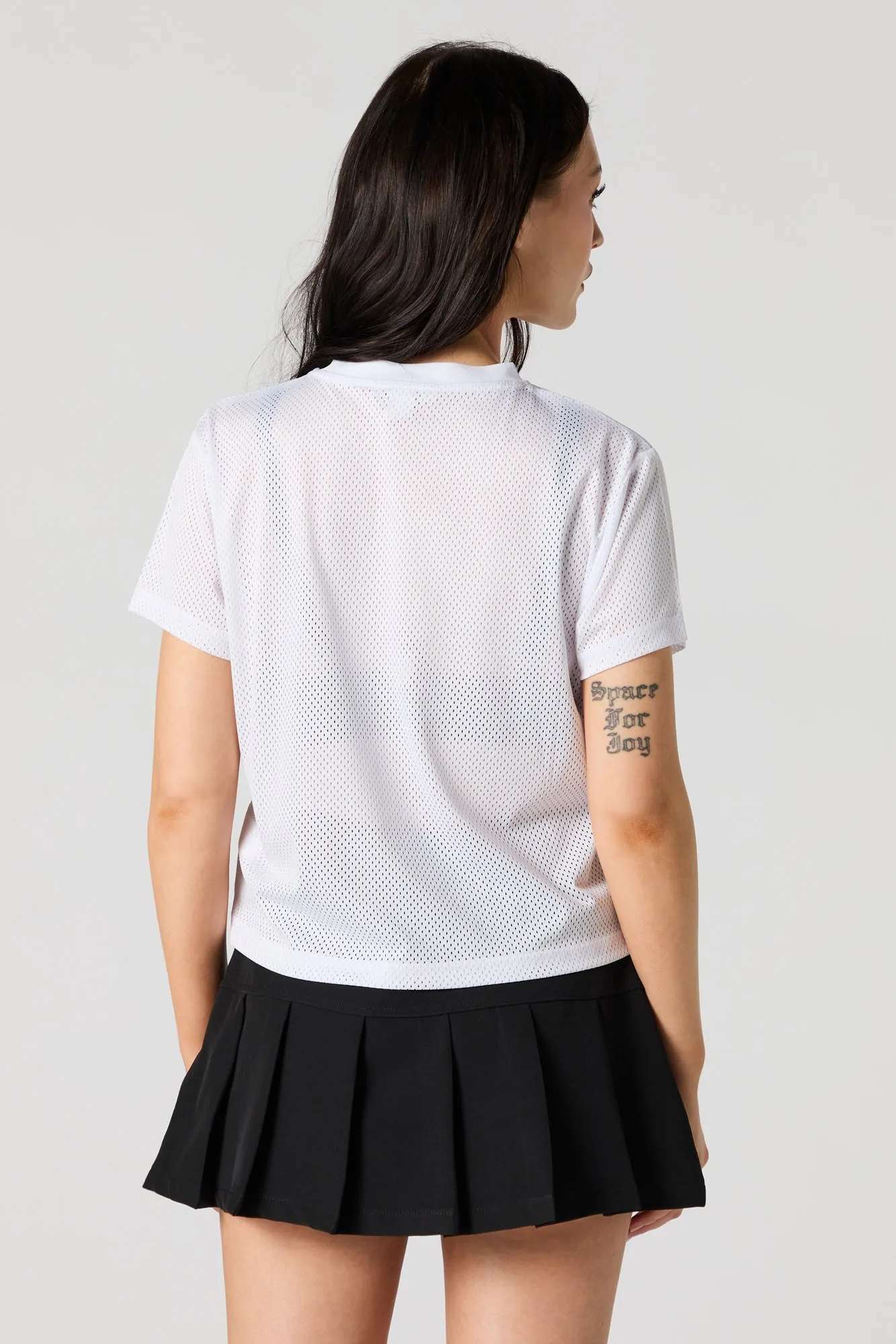 01 Graphic Mesh Cropped T-Shirt