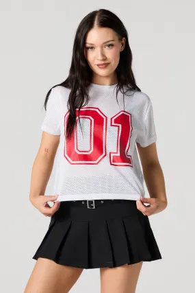 01 Graphic Mesh Cropped T-Shirt