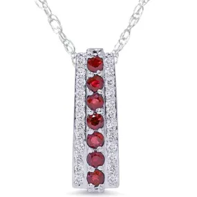 1 1/2ct Ruby & Diamond Pendant 14 Karat White Gold 1 Tall