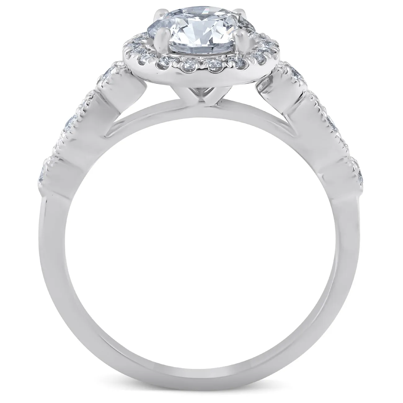 1 3/4 Ct Diamond Engagement Ring 14k White Gold Halo Enhanced