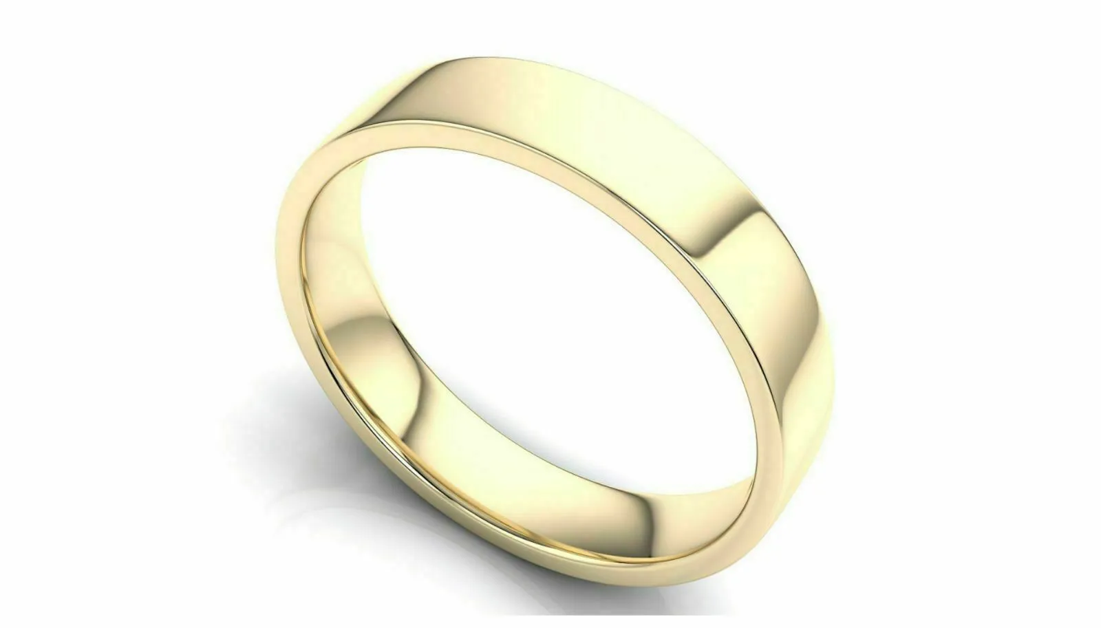 18k Solid Gold 5mm Comfort Fit Wedding Flat Band in 18k Yellow Gold All sizes 