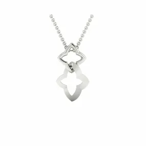 18k Solid White Gold Ladies Jewelry Elegant Double Star Pendant GP20W