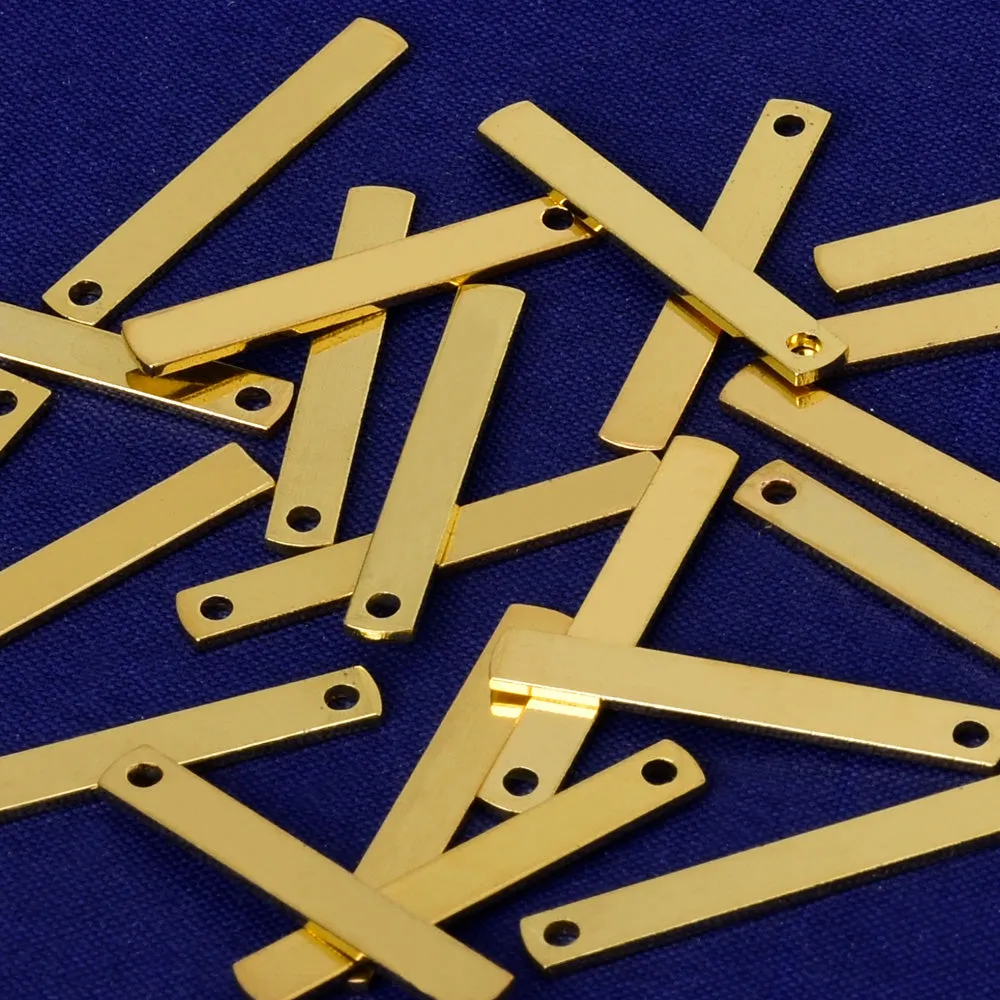 About 22*3.54*1.1MM tibetara Brass Stamping Bar 4 sided Blank Bar Stamping Blank Pendant Charms Name Plated plated gold 20pcs