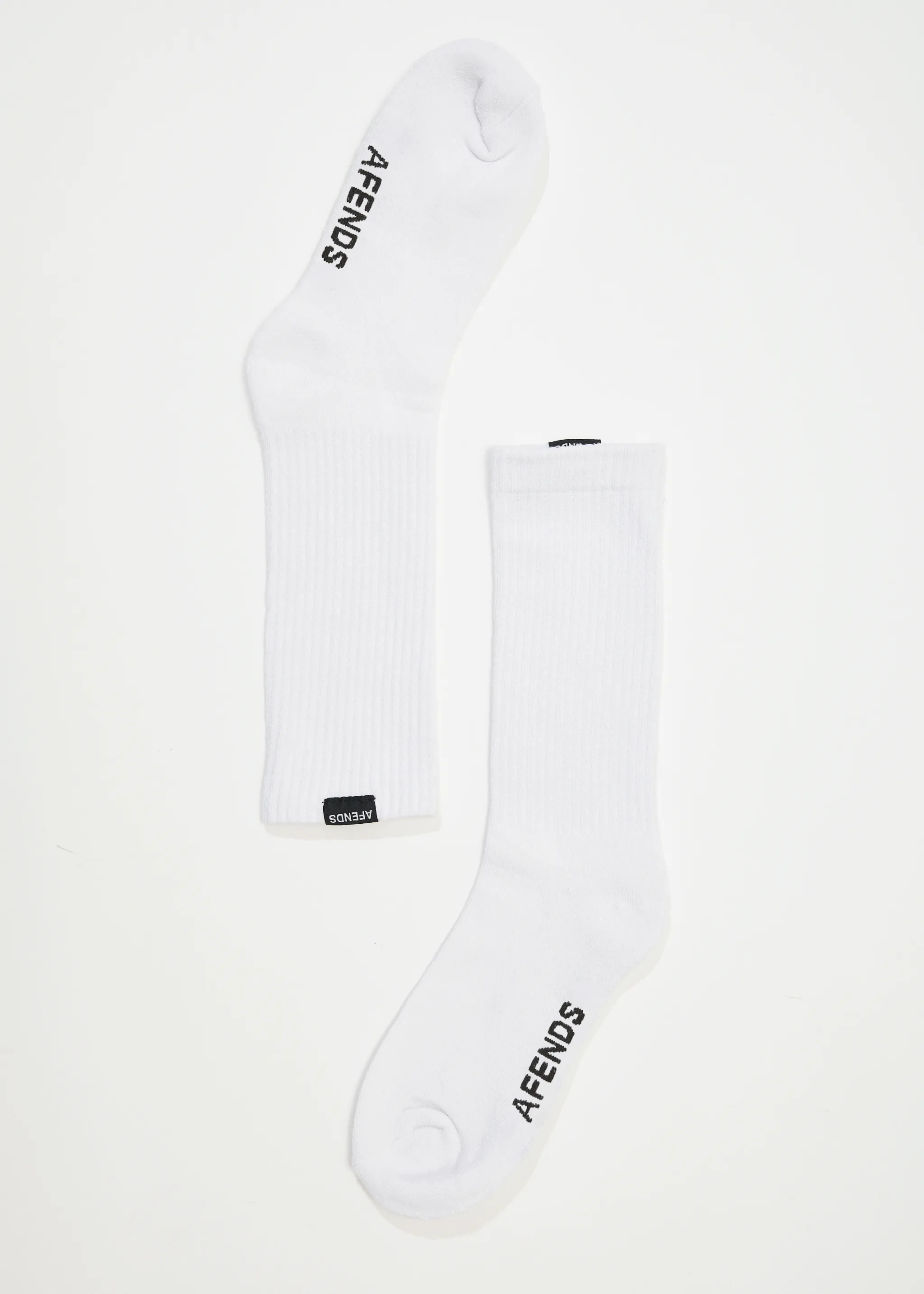 AFENDS Mens Everyday - Ribbed Crew Socks - White