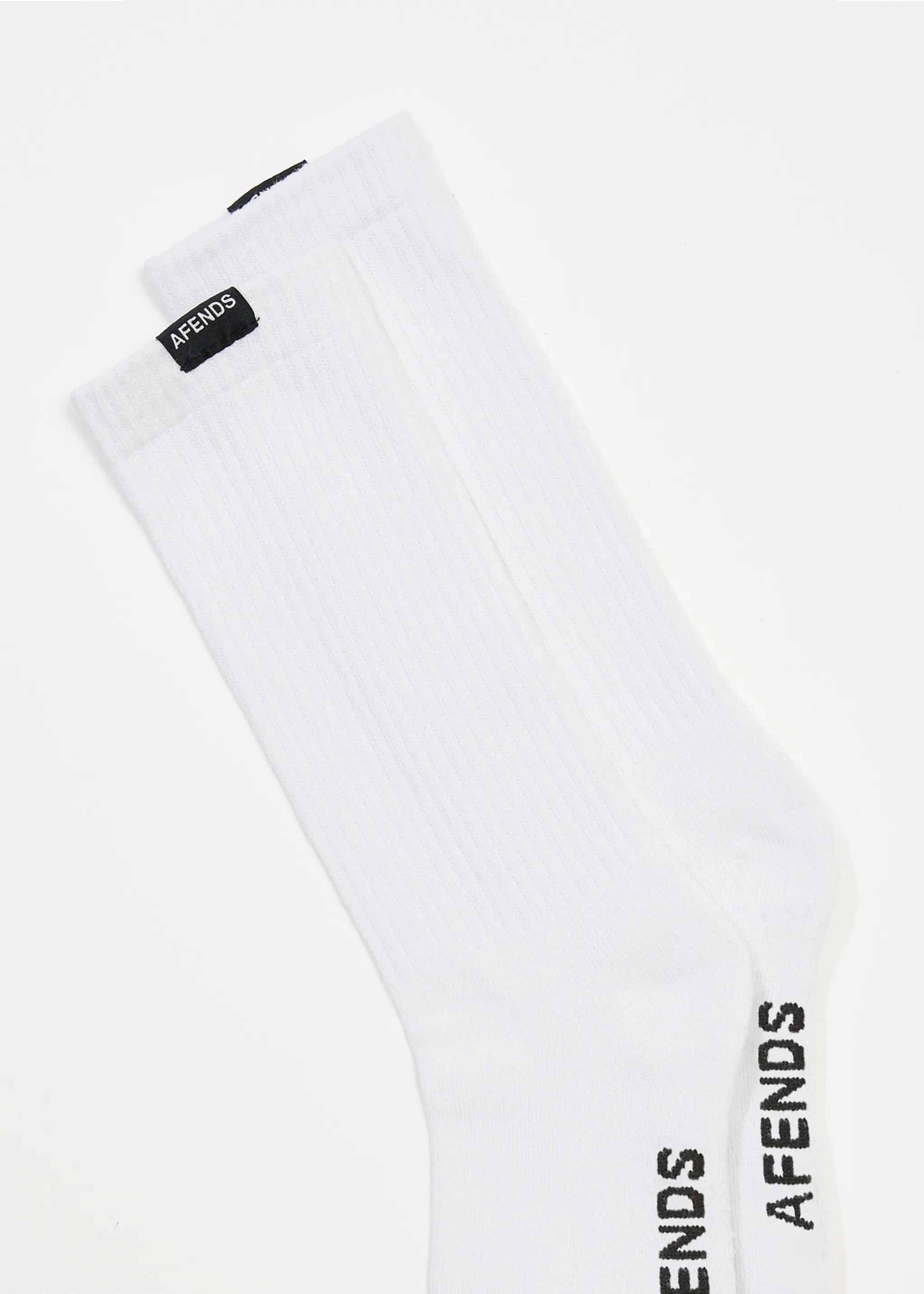 AFENDS Mens Everyday - Ribbed Crew Socks - White