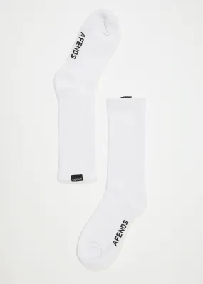 AFENDS Mens Everyday - Ribbed Crew Socks - White