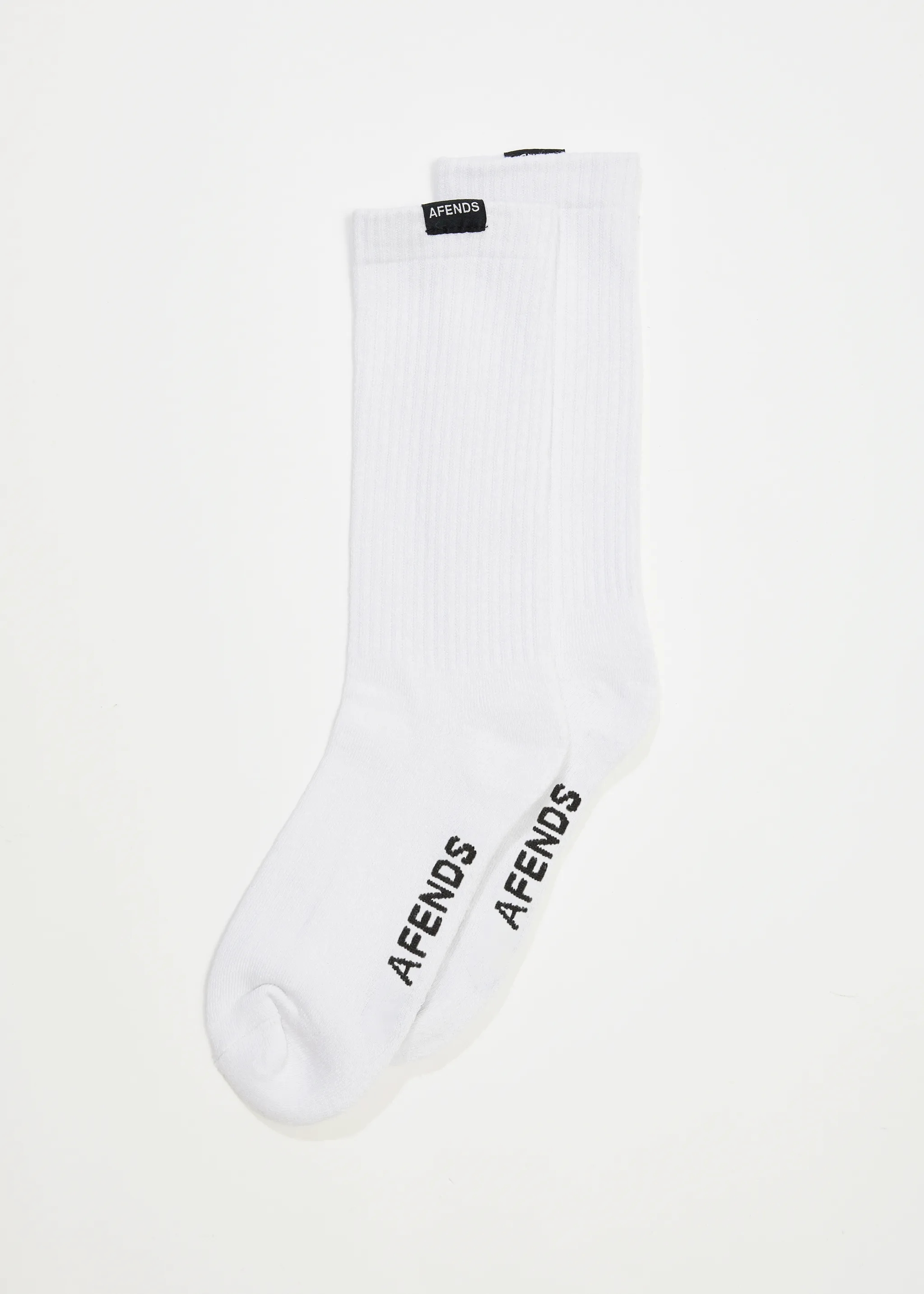 AFENDS Mens Everyday - Ribbed Crew Socks - White