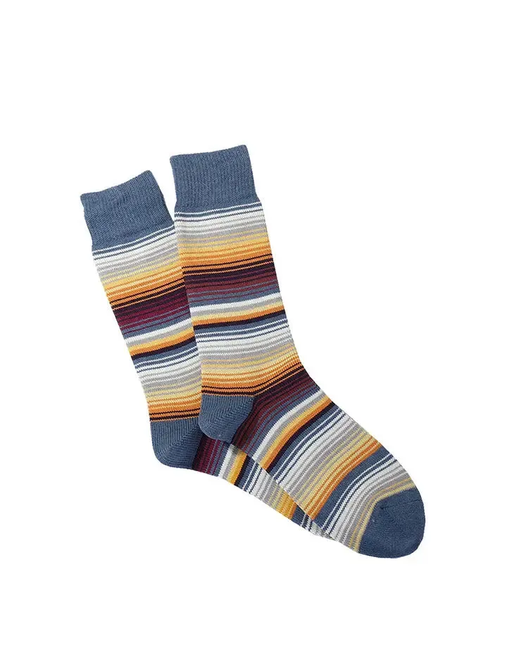 Anonymous Ism Sarape Stripes Crew Socks Indigo