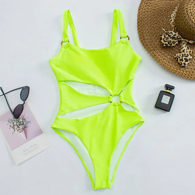 Ashore Shop Solid Swimwear Straps Sleeveless Backless New Style