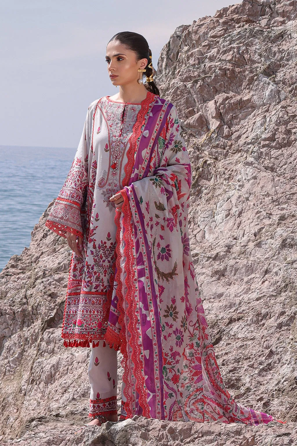 Ayzel Tropicana Embroidered Lawn Unstitched 3Pc Suit AZL-24-V2-02 Alenia