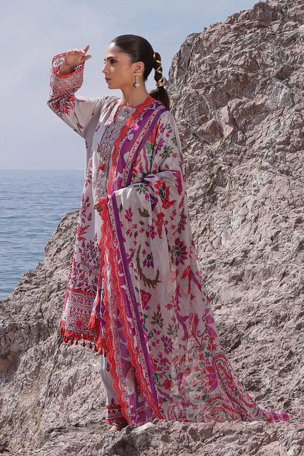 Ayzel Tropicana Embroidered Lawn Unstitched 3Pc Suit AZL-24-V2-02 Alenia