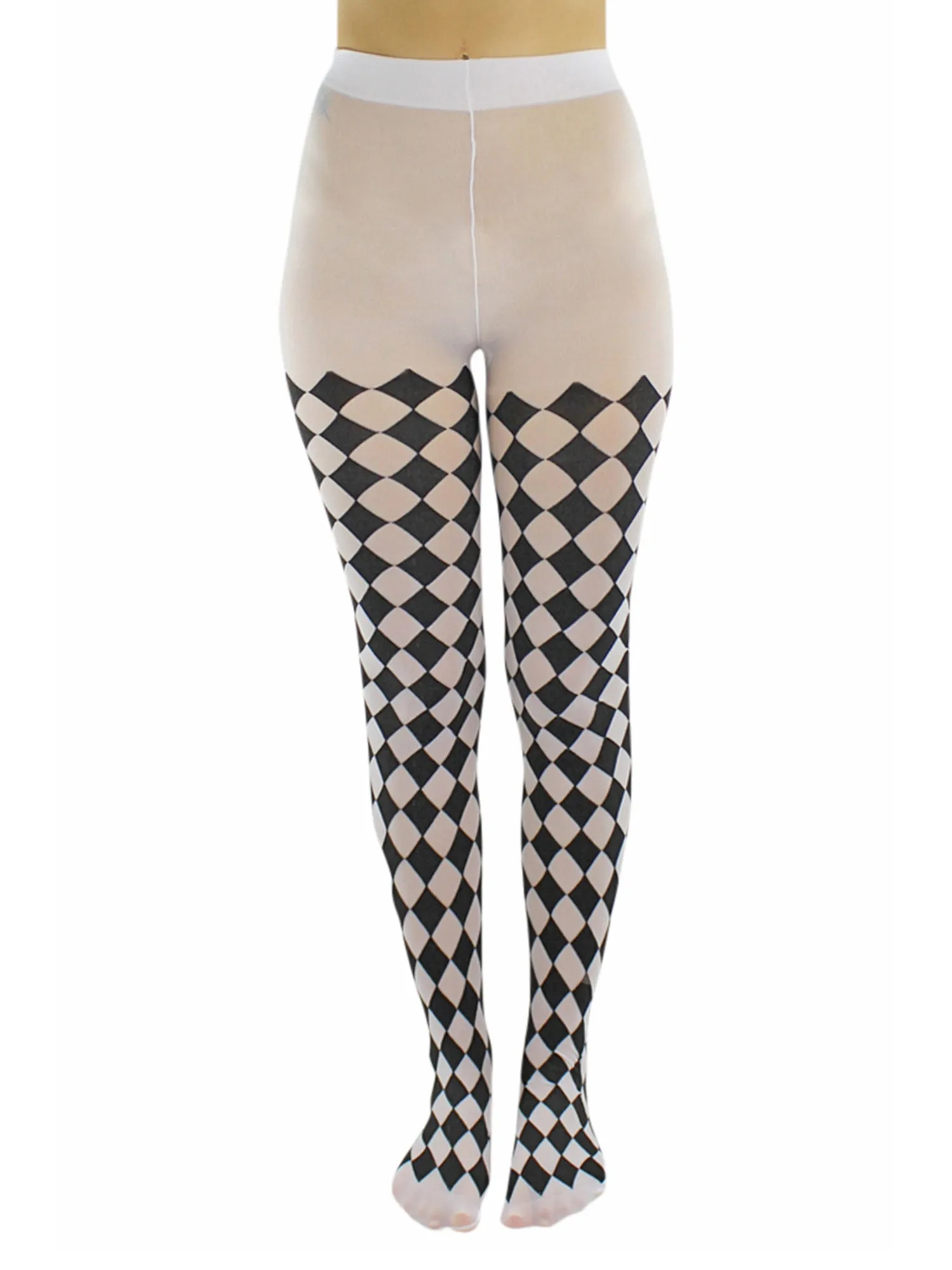 Black & White Jester Diamond Harlequin Tights