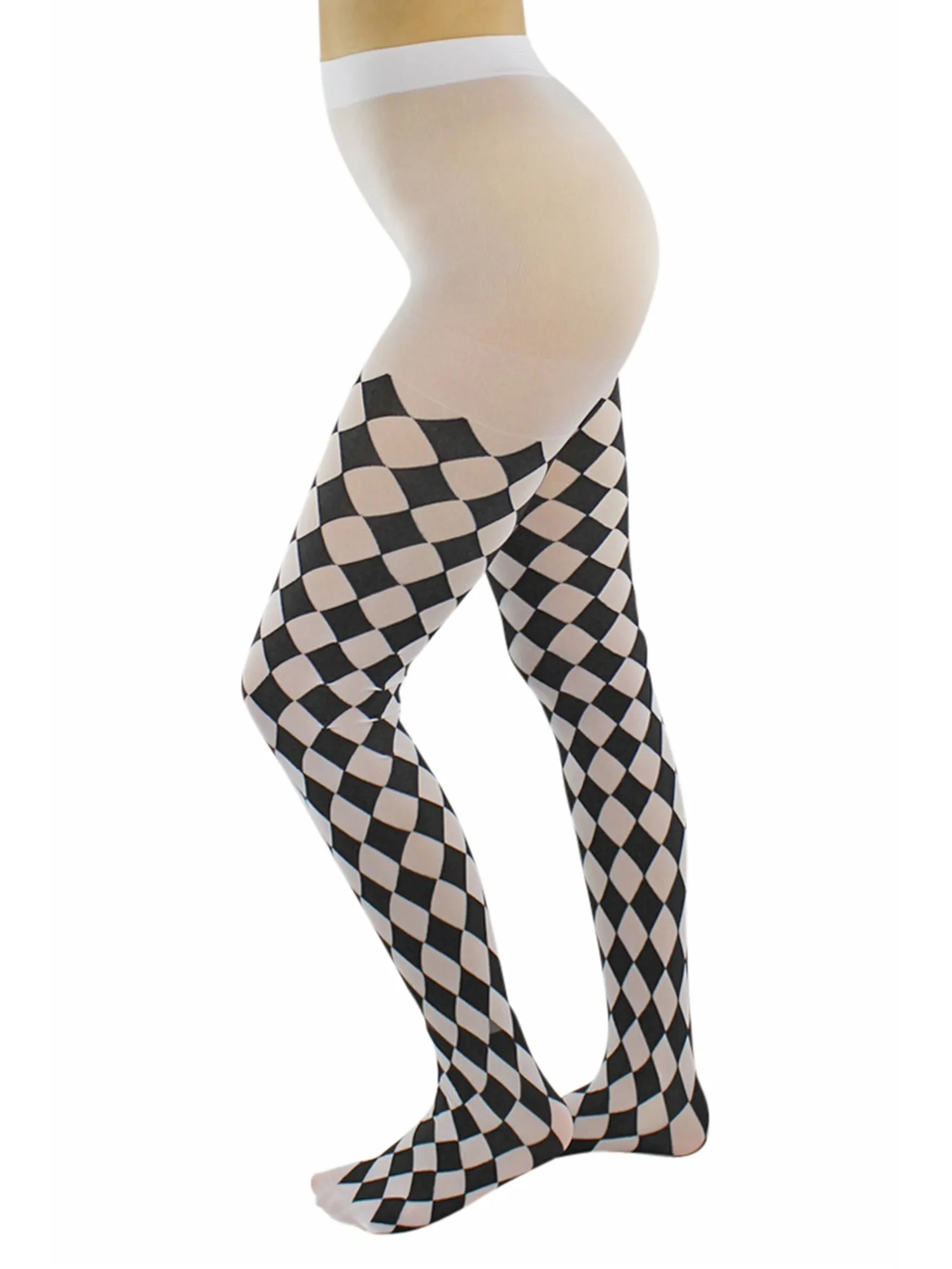 Black & White Jester Diamond Harlequin Tights