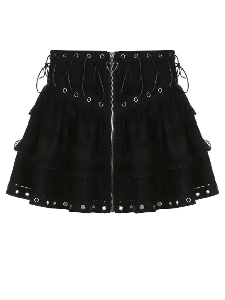 Black Gothic Retro Party Mini Skirt