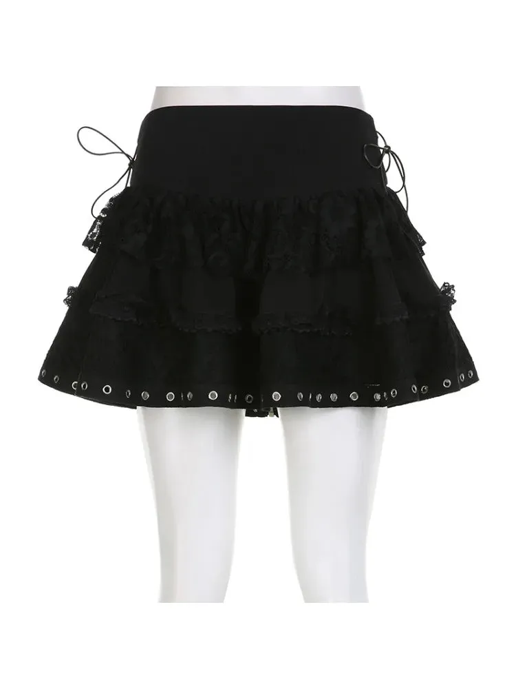 Black Gothic Retro Party Mini Skirt