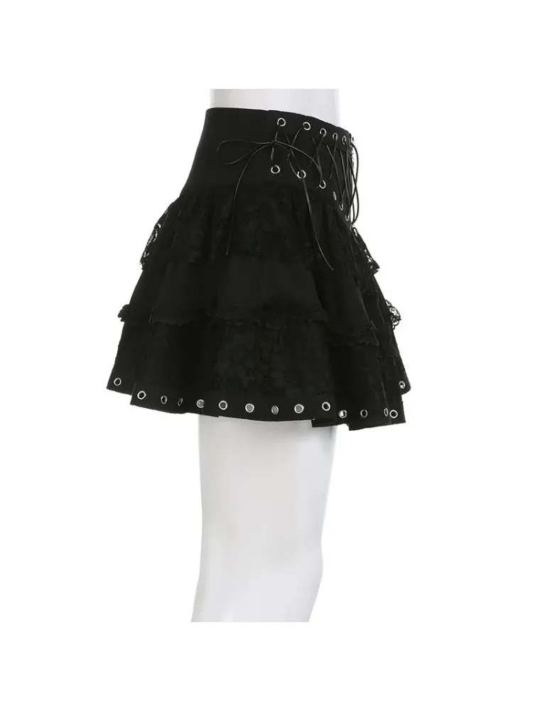 Black Gothic Retro Party Mini Skirt