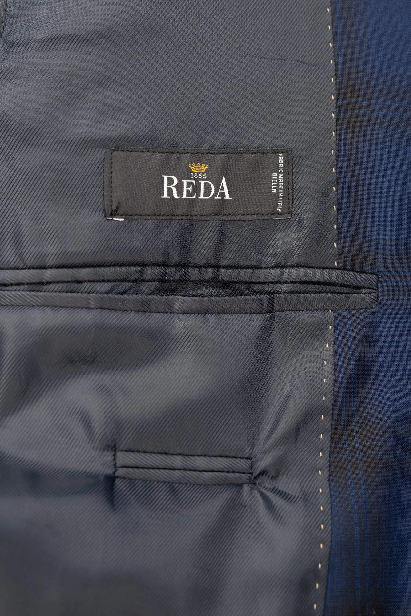 Blue/ Black Prince of Wales Cool Wool Suit by Reda