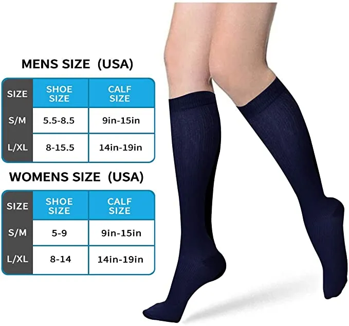 Blue Gray Compression Blood Circulation Promotion Slimming Socks for Men