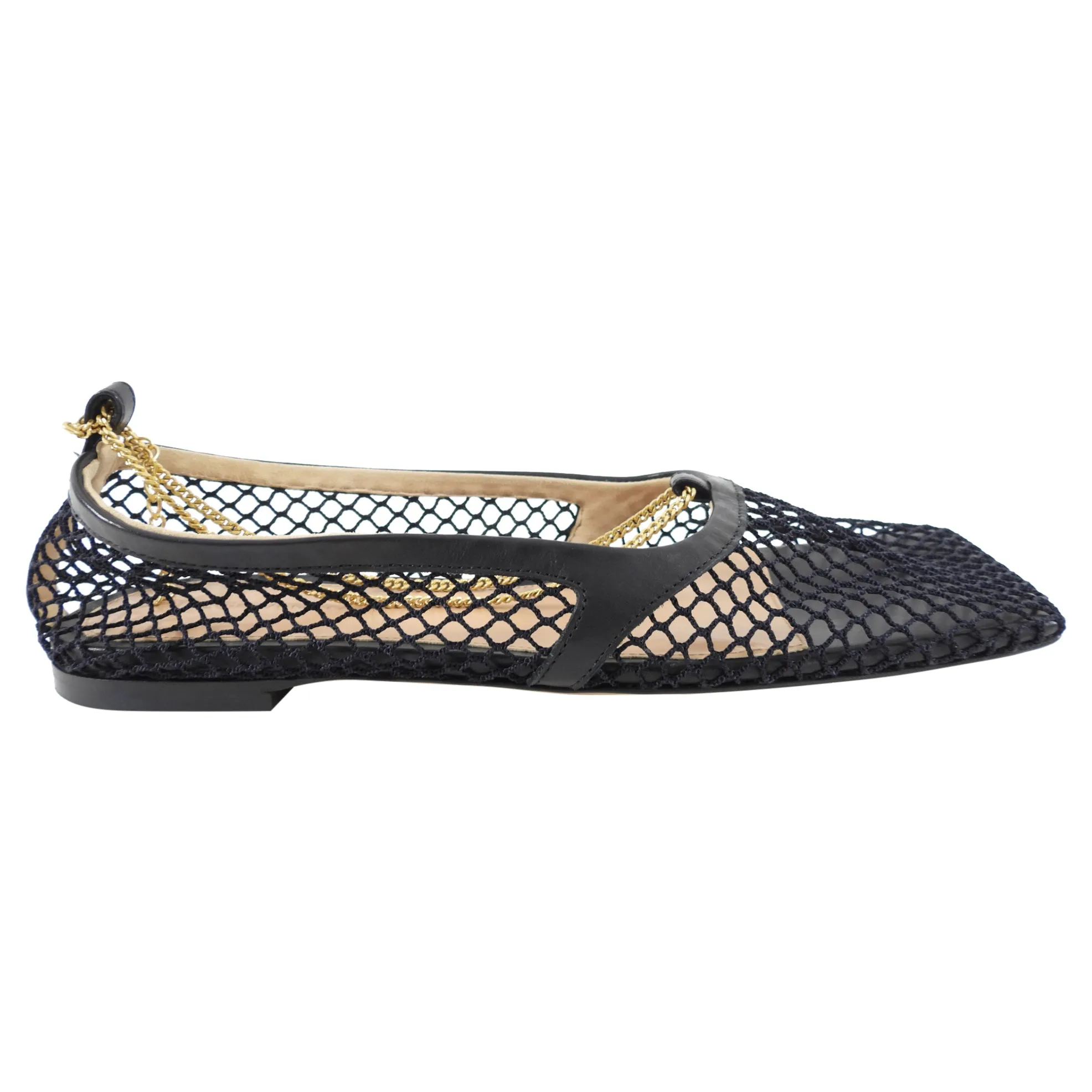 Bottega Veneta Black Mesh Chain Flats - 37.5