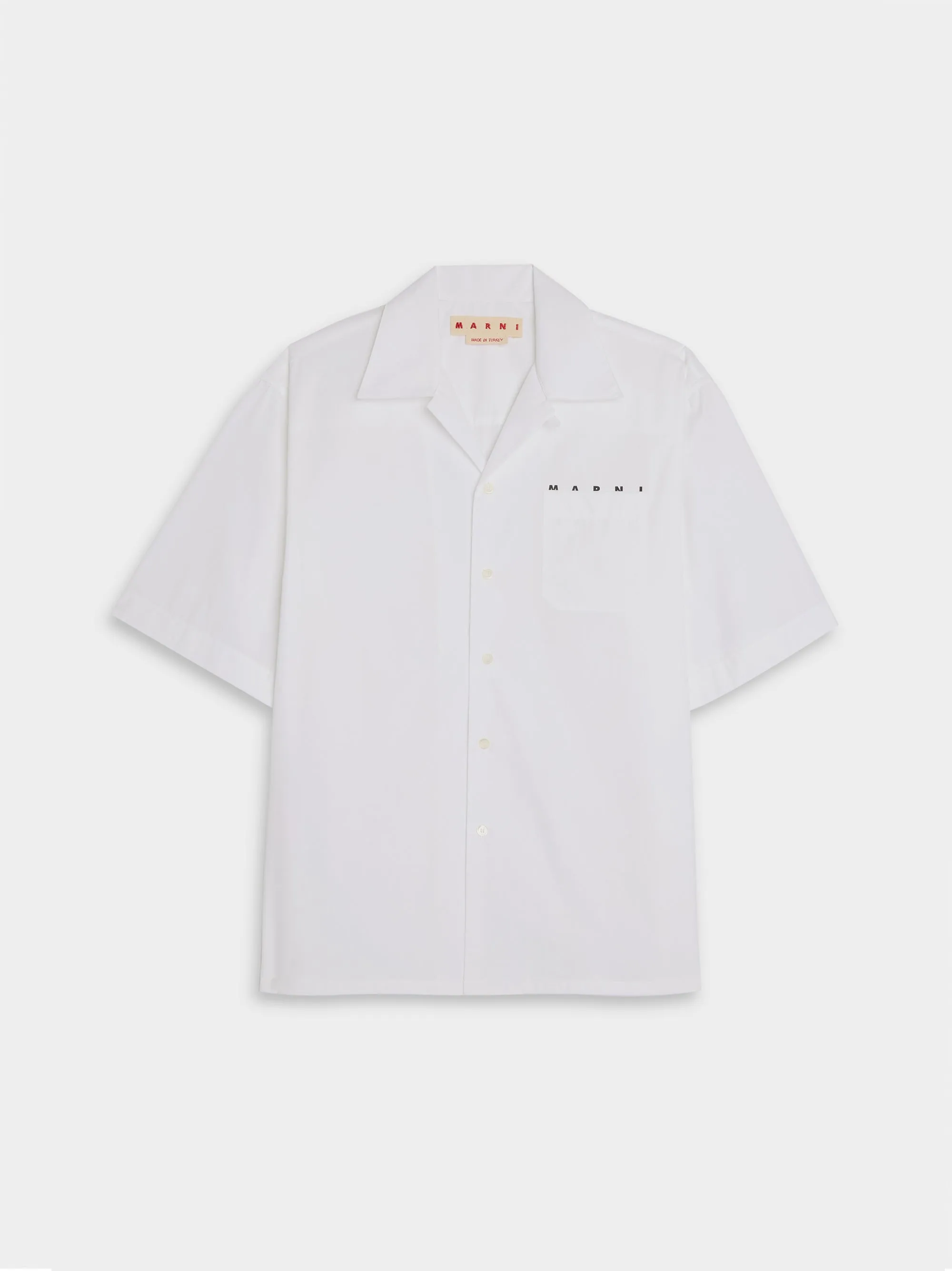 Boxy Fit Logo Bowling Shirt, Lily White