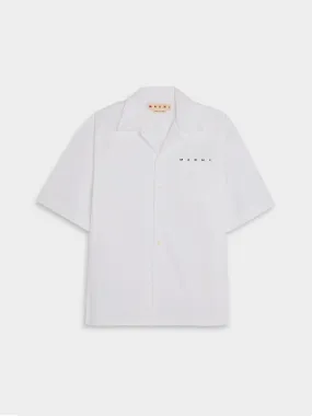 Boxy Fit Logo Bowling Shirt, Lily White