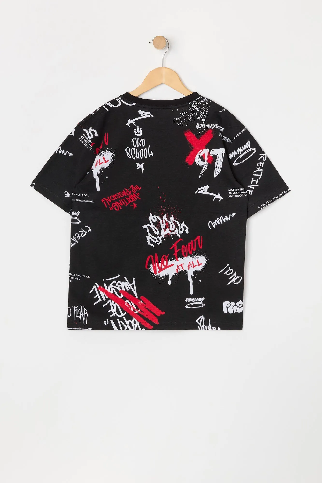 Boys Black Graffiti Print T-Shirt