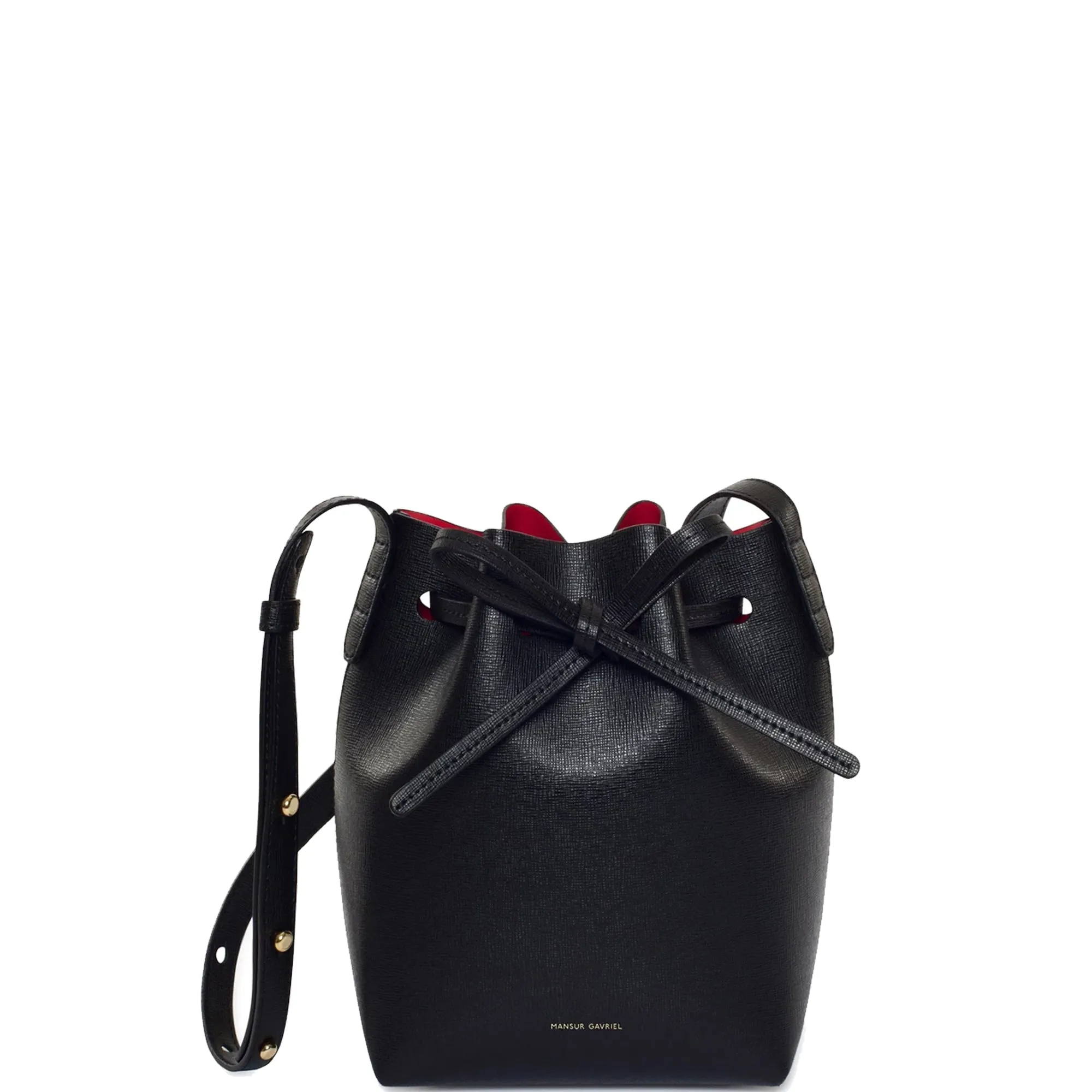 Bucket Bag Mini Mini Saffiano, Black/Flamma