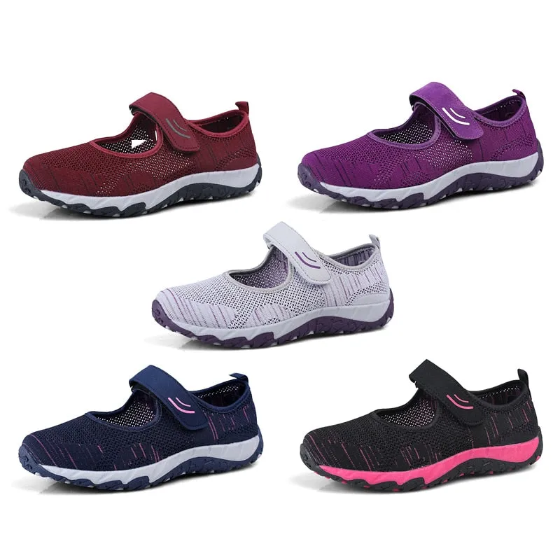 Casual Solid Round Toe Hook and Loop Mary Janes Flat Shoes for Women