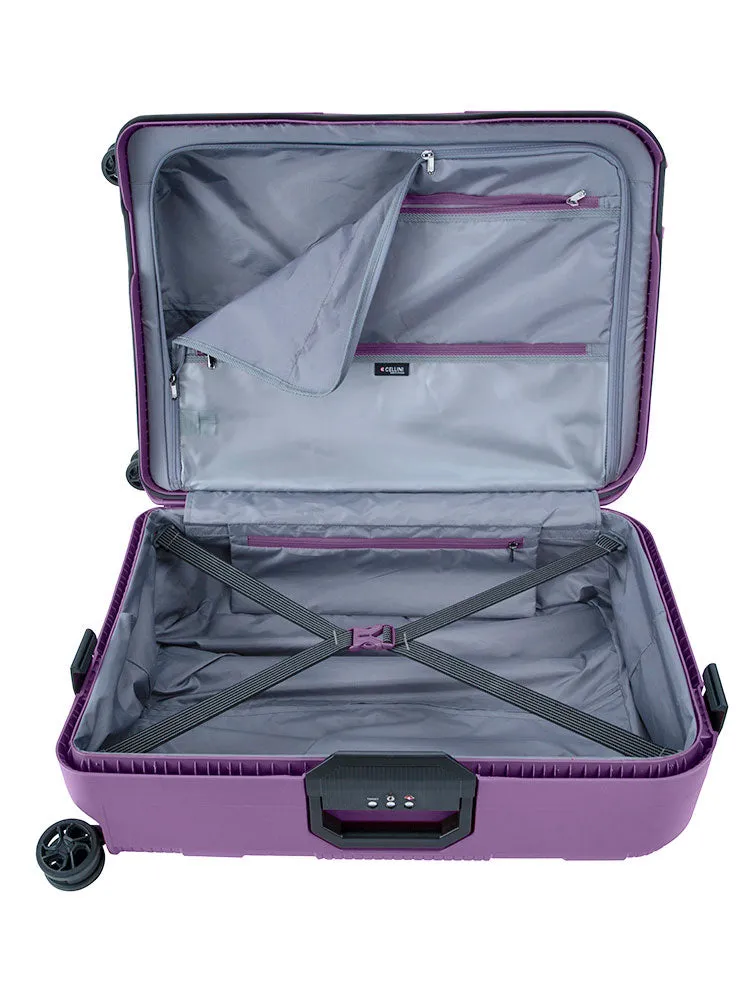 Cellini Safetech 4 Wheel Trolley Case Plum