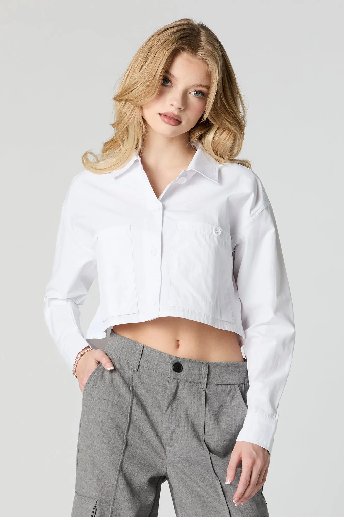 Cropped Button-Up Top