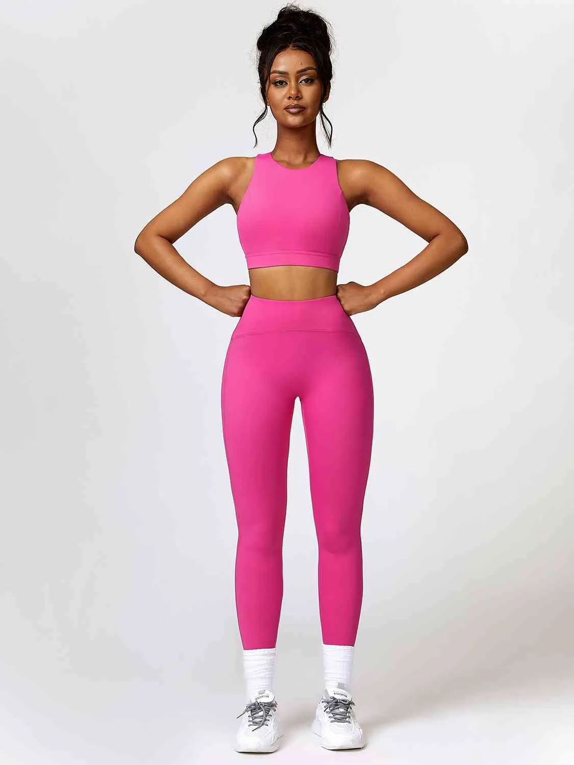 Cutout Cropped Sport Tank and Leggings Set