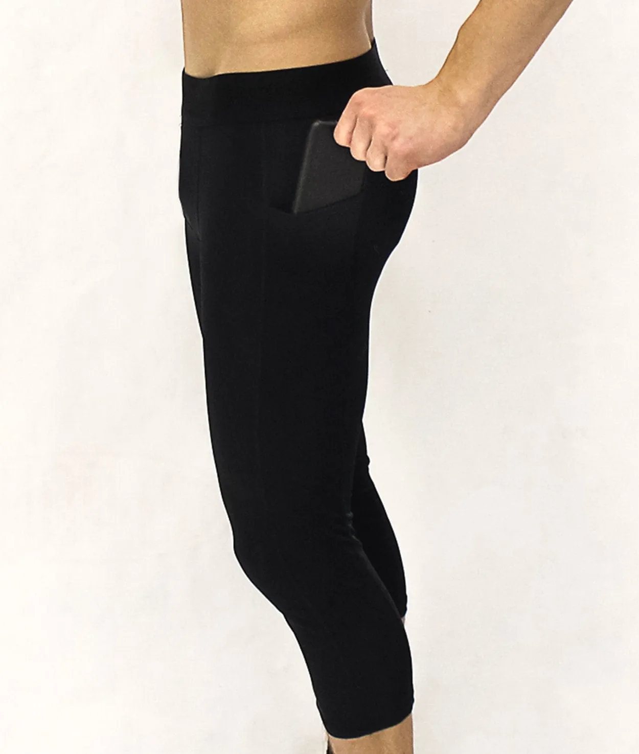 D1 -  Men Black-Purple Athlete Compression Pocket Tights