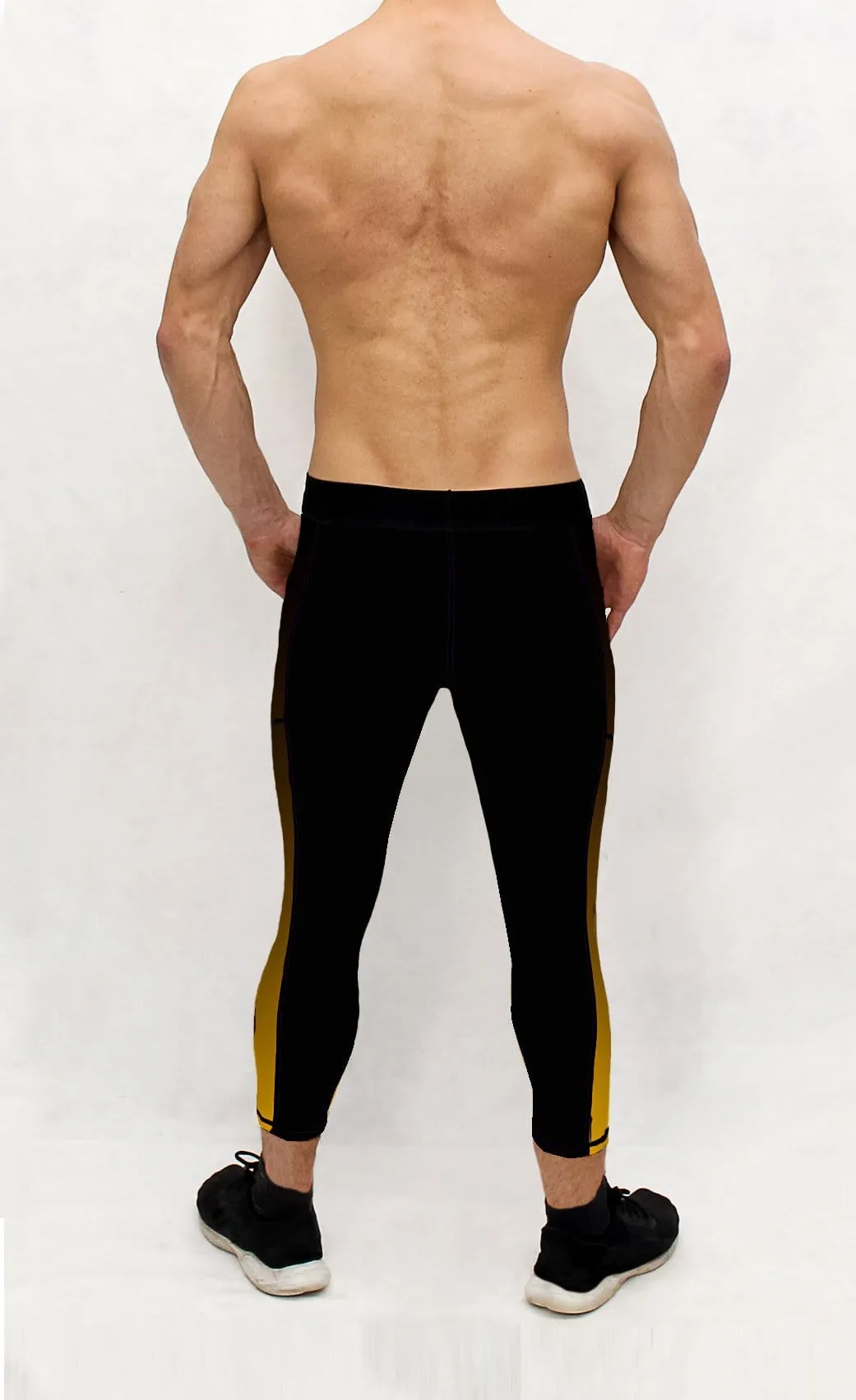 D3 - Men's Black Gold Compression Tights w/Pocket