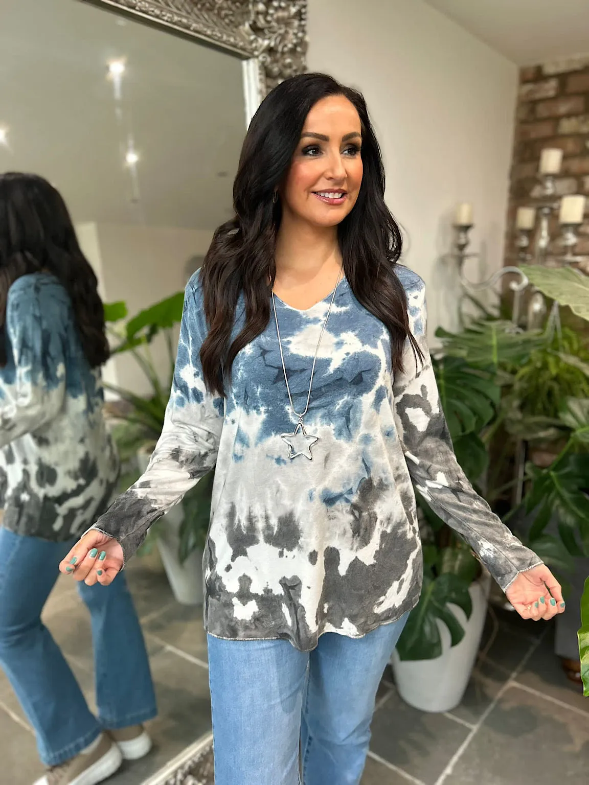 Denim Multi Tone Tie Dye Top Sandra