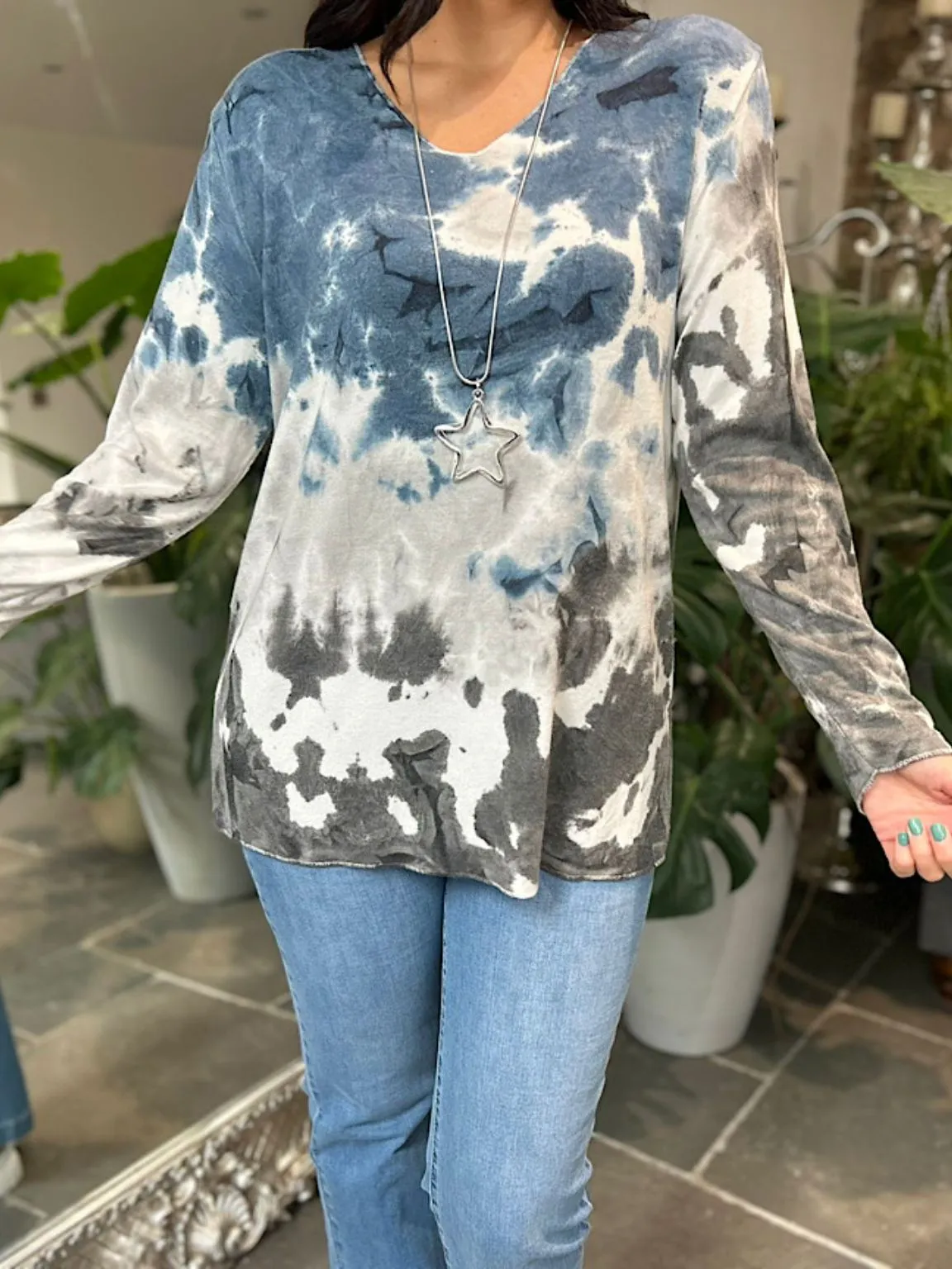 Denim Multi Tone Tie Dye Top Sandra