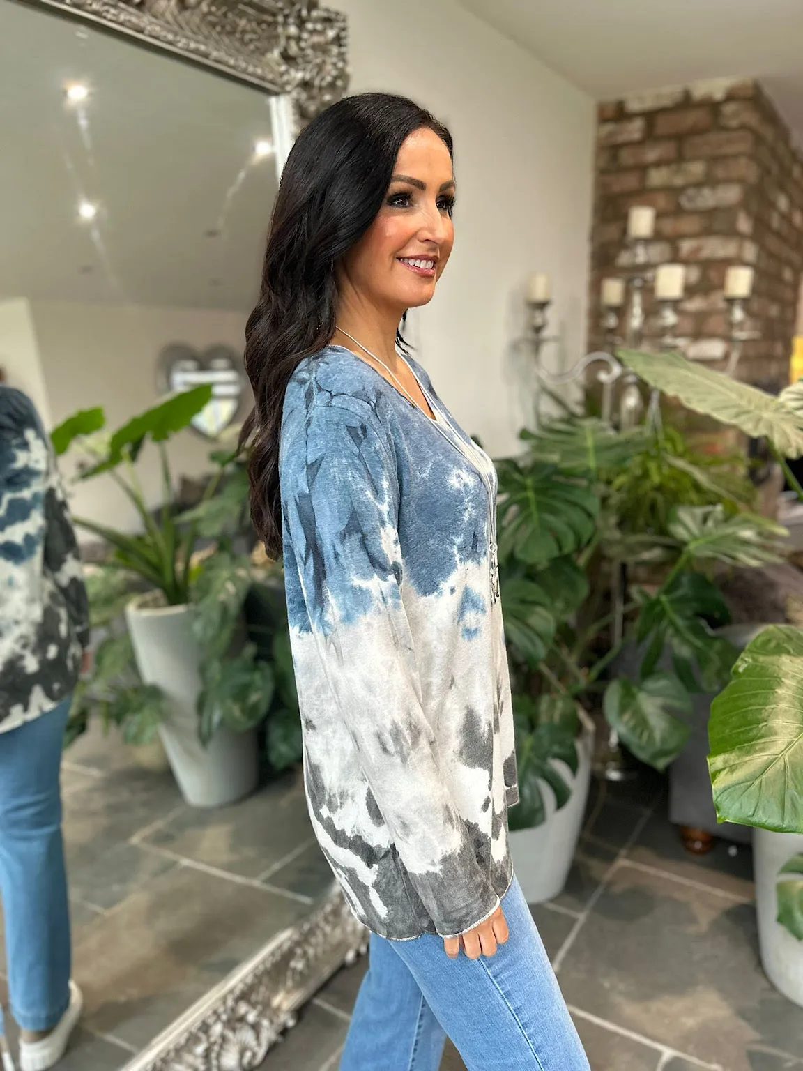 Denim Multi Tone Tie Dye Top Sandra