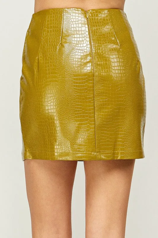 Embossed Pu Mini Skirt