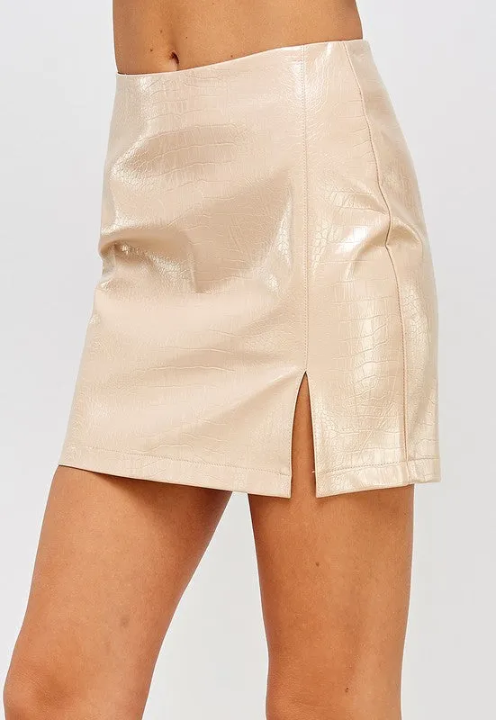 Embossed Pu Mini Skirt