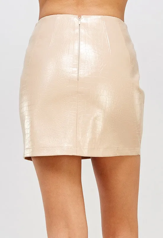 Embossed Pu Mini Skirt