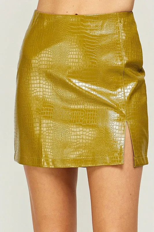 Embossed Pu Mini Skirt