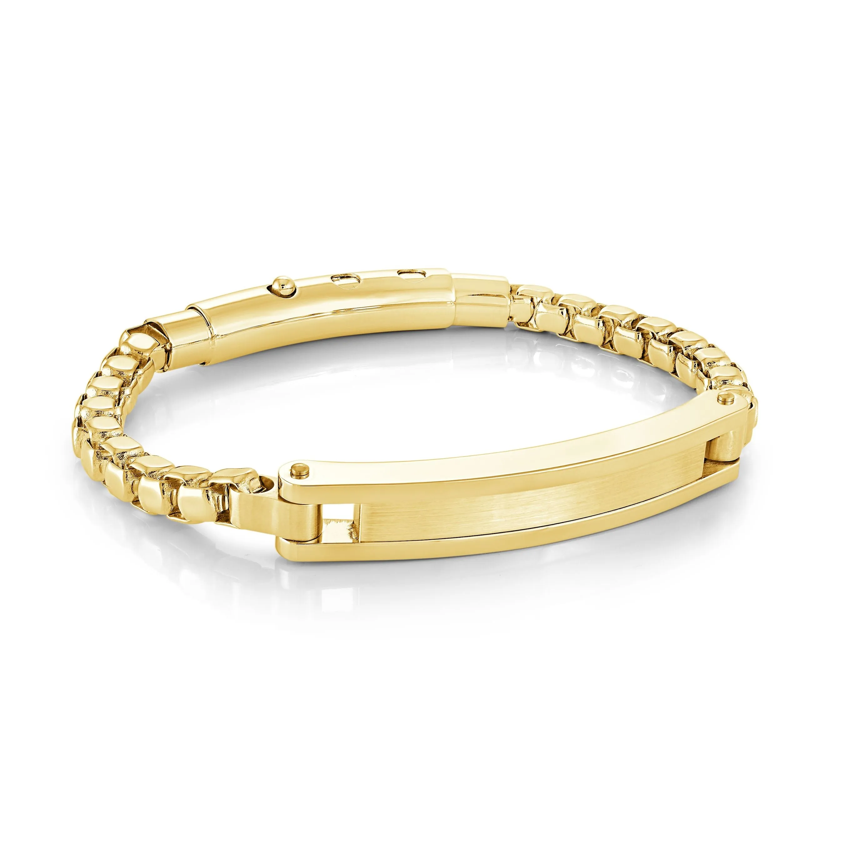 Engravable - Stainless Steel Gold Box Link ID Bracelet