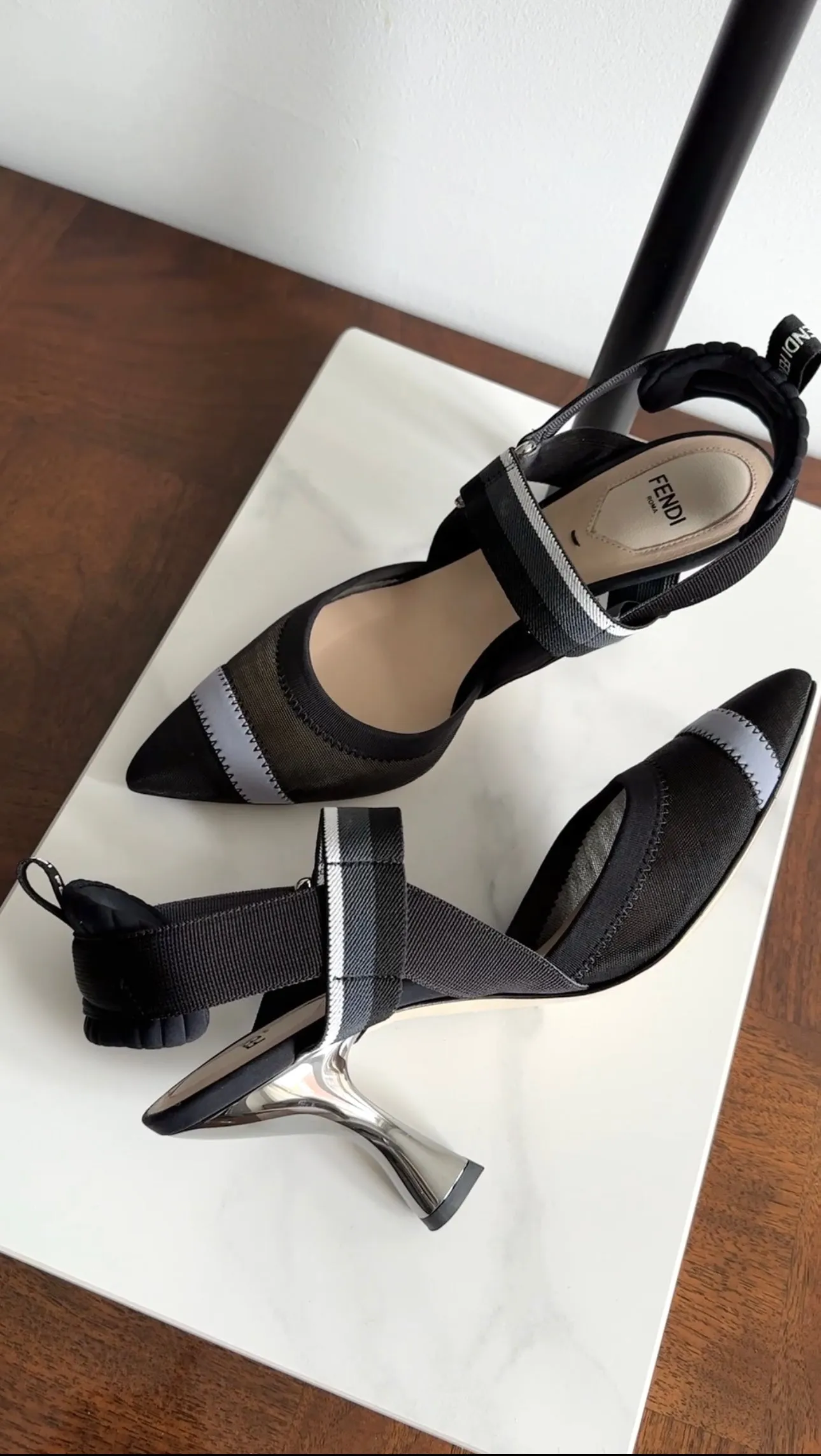 Fendi Black Mesh Colibri High Heels - 37