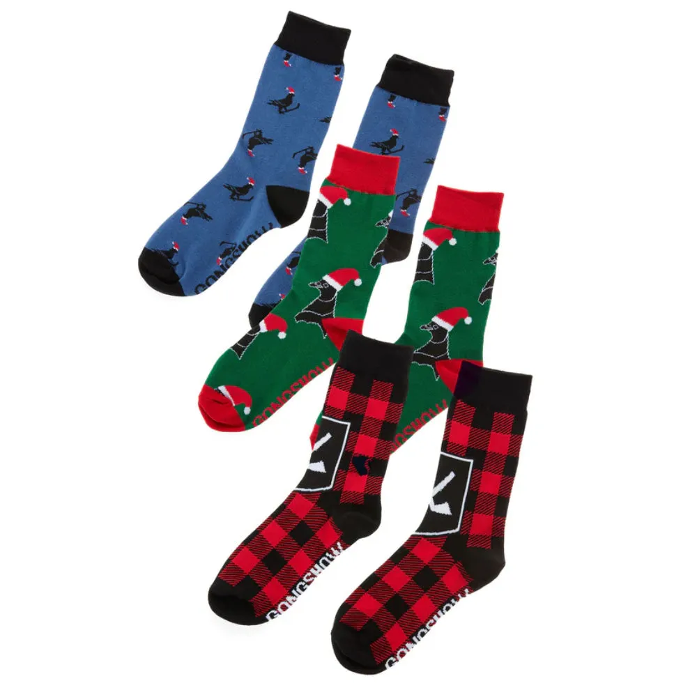 GONGSHOW MERRY CHIRPMAS 3 PACK SOCKS