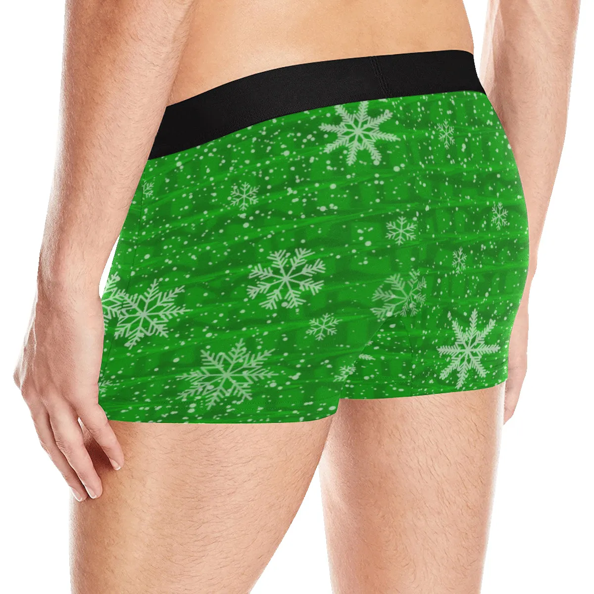 Green Holiday Snowflake Boxer Briefs