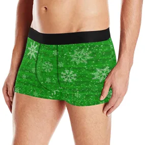 Green Holiday Snowflake Boxer Briefs