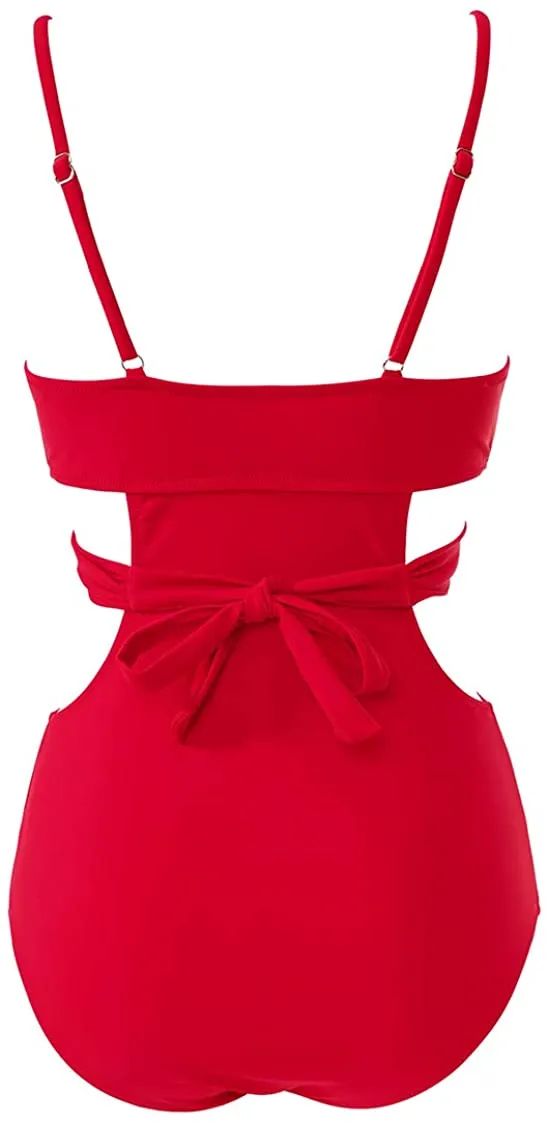 Haute Edition Women's Tankini Monokini Swimsuit with Side Cutouts