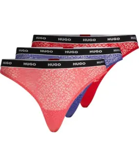 Hugo Three-pack of thongs in stretch lace