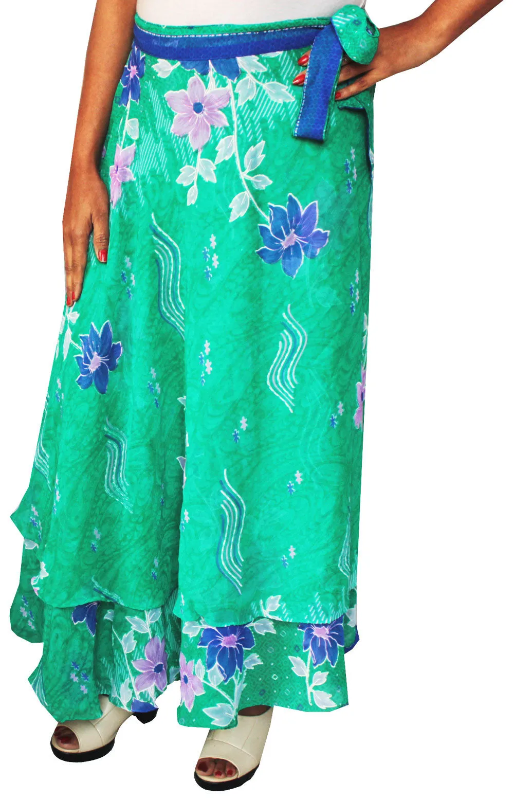 Indian Skirt Long Womens Wrap Around (Green)