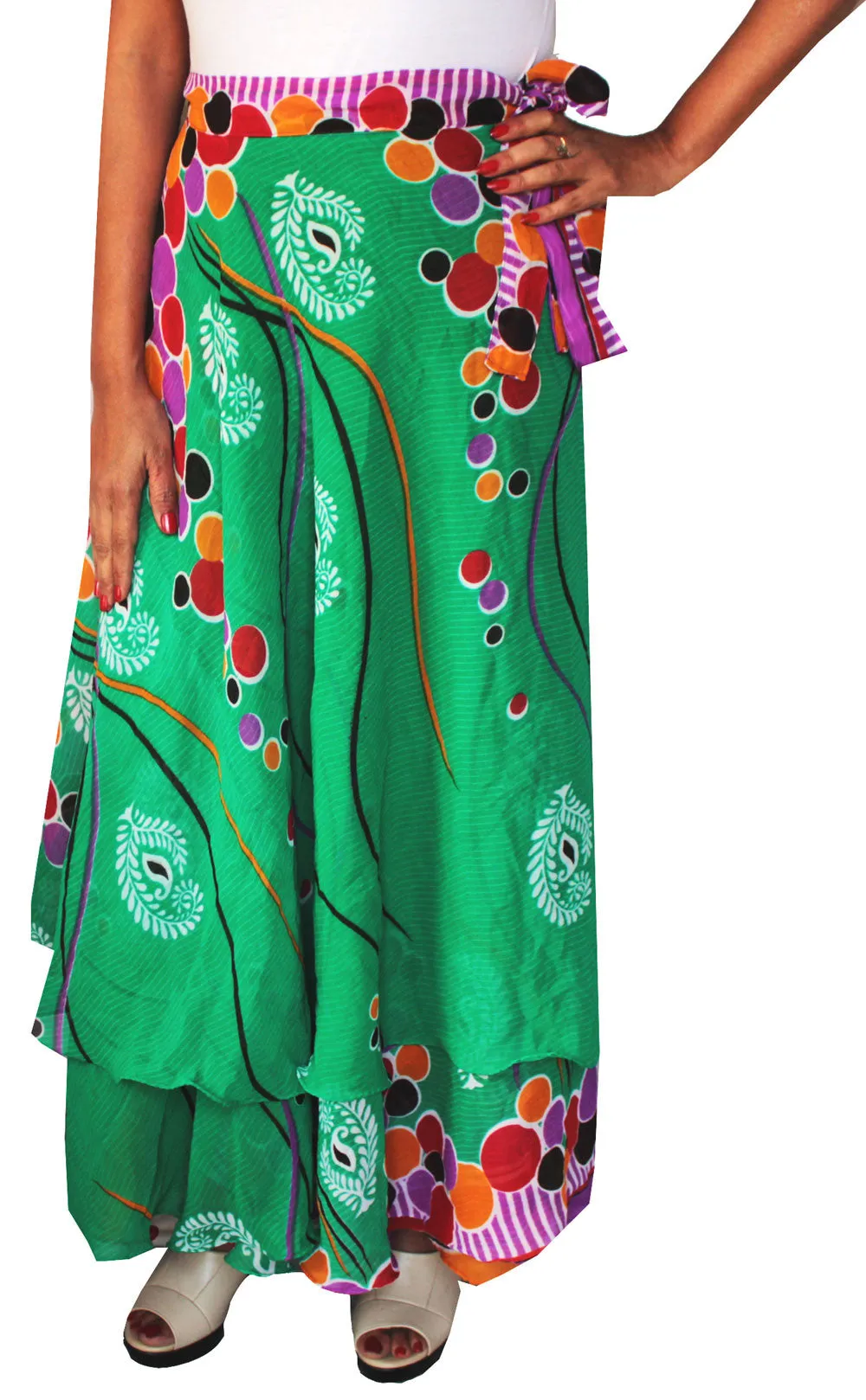 Indian Skirt Womens Long Wrap Around India Clothing (Green)