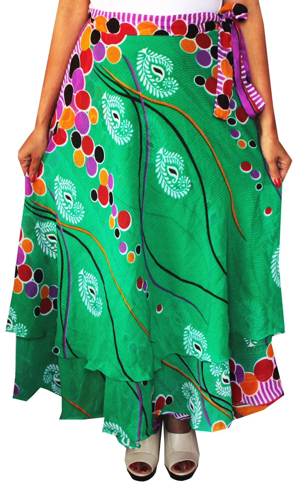 Indian Skirt Womens Long Wrap Around India Clothing (Green)